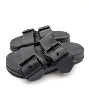 AllSaints Sian Leather Buckle Chunky Sandals Women's Black Size US8 EU38